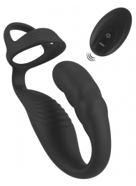 Черное эрекционное кольцо со стимуляцией промежности и анальной пробкой Cock Ring with RC Prostate Plug - Orion - в Кисловодске купить с доставкой