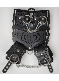 Черный ажурный кожаный набор фиксаций - Crazy Handmade - купить с доставкой в Кисловодске