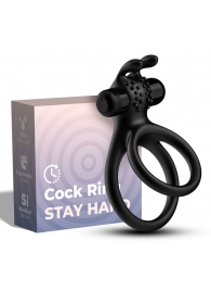 Черное эрекционное виброкольцо с подхватом мошонки Stay Hard - Boys of Toys - в Кисловодске купить с доставкой