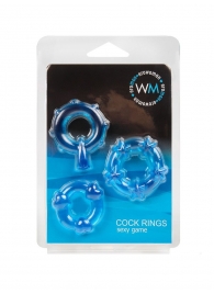 Набор из 3 синих эрекционных колец с различным рельефом - Erowoman-Eroman - в Кисловодске купить с доставкой
