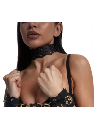 Черный ажурный чокер с золотистой фурнитурой - Crazy Handmade - купить с доставкой в Кисловодске