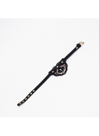 Черный чокер с клепками и золотистой фурнитурой - Crazy Handmade - купить с доставкой в Кисловодске