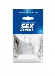 Прозрачное эрекционное кольцо с шариками и шипами - Sex Expert - в Кисловодске купить с доставкой