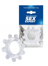 Прозрачное эрекционное кольцо со стимулирующими шариками - Sex Expert - в Кисловодске купить с доставкой