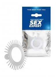 Эластичное эрекционное кольцо с шипиками и шариком - Sex Expert - в Кисловодске купить с доставкой