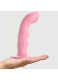 Розовая насадка-стимулятор Strap-On-Me Tapping Dildo Wave - Strap-on-me - купить с доставкой в Кисловодске