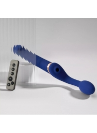 Синий безремневой страпон Multi Orgasm Bendable Strap-On size L с клиторальной стимуляцией - Strap-on-me - купить с доставкой в Кисловодске