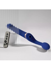 Синий безремневой страпон Multi Orgasm Bendable Strap-On size XL с клиторальной стимуляцией - Strap-on-me - купить с доставкой в Кисловодске