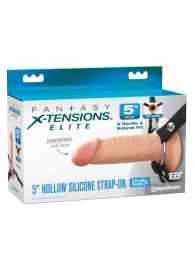 Телесный пустотелый фаллопротез 5’’ Hollow Silicone Strap-On - 14 см. - Pipedream - купить с доставкой в Кисловодске