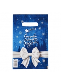 Сине-белый подарочный новогодний пакет с вырубной ручкой (20х30 см) - Сима-Ленд - купить с доставкой в Кисловодске