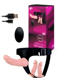 Женский страпон с 3 насадками и вибрацией - Erowoman-Eroman - купить с доставкой в Кисловодске