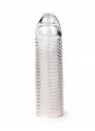 Прозрачная закрытая насадка на пенис с ребрышками - 16 см. - Sex Expert - в Кисловодске купить с доставкой