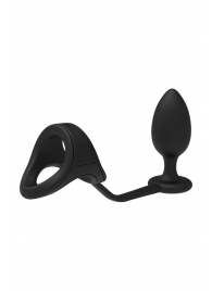 Черное эрекционное кольцо с анальной пробкой Cockstrap With Anal Plug - Dream Toys - в Кисловодске купить с доставкой