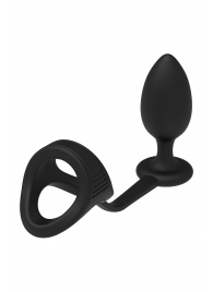 Черное эрекционное кольцо с анальной пробкой Cockstrap With Anal Plug - Dream Toys - в Кисловодске купить с доставкой