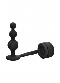 Черное эрекционное кольцо с анальной елочкой Cockring With Beaded Anal Plug - Dream Toys - в Кисловодске купить с доставкой