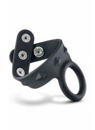 Черное эрекционное кольцо с подхватом мошонки на кнопках VS6 - Blush Novelties - в Кисловодске купить с доставкой