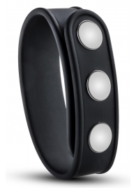 Черное эрекционное кольцо на кнопках - Blush Novelties - в Кисловодске купить с доставкой