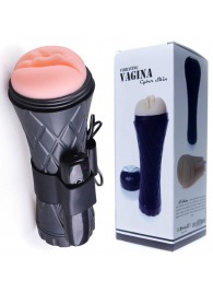 Телесный мастурбатор-вагина в черной колбе с вибрацией - Boys of Toys - в Кисловодске купить с доставкой