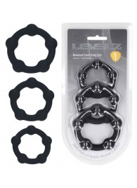 Набор из 3 эрекционных колец Beaded Silicone Cockring Set - Shots Media BV - в Кисловодске купить с доставкой