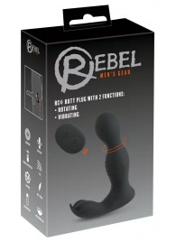 Черная анальная пробка с вибрацией, вращением и пультом ДУ RC Butt Plug with 2 Functions - Orion - в Кисловодске купить с доставкой