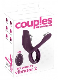 Фиолетовая насадка на член с клиторальным отростком и пультом ДУ RC Couple’s Vibrator 2 - Orion - в Кисловодске купить с доставкой