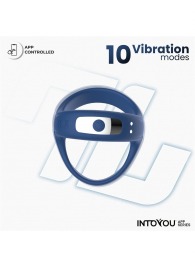 Синее интерактивное эрекционное виброкольцо Rank - Intoyou - в Кисловодске купить с доставкой