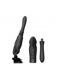 Черная секс-машина с функцией нагрева, насадками и присоской Sesh - Zalo - купить с доставкой в Кисловодске