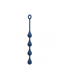 Синяя анальная ёлочка с кольцом Waterdrop Anal Balls 30 mm M - 33,5 см. - Baile