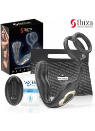 Черная анальная пробка с вращением и эрекционными кольцами - Ibiza - в Кисловодске купить с доставкой