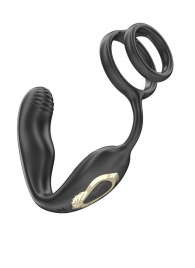 Черная анальная пробка с вращением и эрекционными кольцами - Ibiza - в Кисловодске купить с доставкой