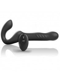 Черный безремневой страпон с вибрацией и возвратно-поступательными движениями - 24 см. - Ibiza - купить с доставкой в Кисловодске