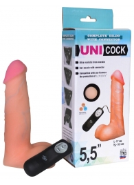 Фаллическая насадка Харнесс UNICOCK 5,5  с вибрацией - 17 см. - LOVETOY (А-Полимер) - купить с доставкой в Кисловодске