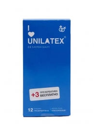 Классические презервативы Unilatex Natural Plain - 12 шт. + 3 шт. в подарок - Unilatex - купить с доставкой в Кисловодске