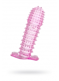 Гелевая розовая насадка с шипами - 12 см. - Toyfa Basic - в Кисловодске купить с доставкой