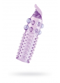 Гелевая фиолетовая насадка с шариками, шипами и усиком - 11 см. - Toyfa Basic - в Кисловодске купить с доставкой