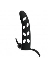 Чёрная закрытая насадка на пенис с вибрацией - 15,2 см. - Baile - в Кисловодске купить с доставкой