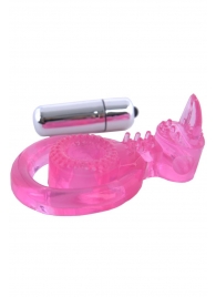 Розовая вибронасадка со стимулятор клитора   Язычок - Toyfa Basic - в Кисловодске купить с доставкой