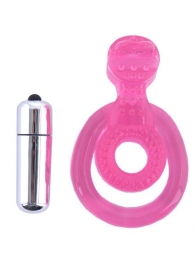 Розовая вибронасадка со стимулятор клитора   Язычок - Toyfa Basic - в Кисловодске купить с доставкой