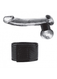 Чёрная утяжка на мошонку 1  Velcro Ball Stretcher - BlueLine - купить с доставкой в Кисловодске