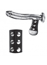 Чёрная утяжка на кнопках 100% PVC STRAP WITH METAL SNAP - BlueLine - купить с доставкой в Кисловодске