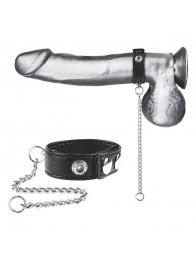 Утяжка на пенис с поводком Snap Cock Ring With 12  Leash - BlueLine - купить с доставкой в Кисловодске