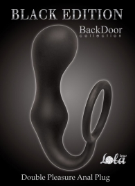 Чёрное эрекционное кольцо с анальной пробкой Double Pleasure Anal Plug - Lola Games - в Кисловодске купить с доставкой