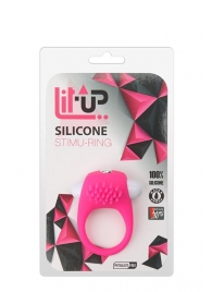 Розовое эрекционное кольцо с щеточкой LIT-UP SILICONE STIMU RING 5 - Dream Toys - в Кисловодске купить с доставкой