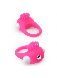 Розовое эрекционное кольцо с щеточкой LIT-UP SILICONE STIMU RING 5 - Dream Toys - в Кисловодске купить с доставкой