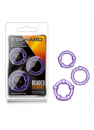 Набор из 3 фиолетовых эрекционных колец Stay Hard Beaded Cockrings - Blush Novelties - в Кисловодске купить с доставкой