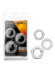 Набор из 3 прозрачных эрекционных колец Stay Hard Beaded Cockrings - Blush Novelties - в Кисловодске купить с доставкой