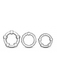 Набор из 3 прозрачных эрекционных колец Stay Hard Beaded Cockrings - Blush Novelties - в Кисловодске купить с доставкой
