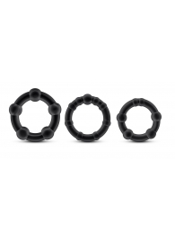 Набор из 3 чёрных эрекционных колец Stay Hard Beaded Cockrings - Blush Novelties - в Кисловодске купить с доставкой