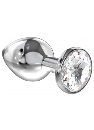 Большая серебристая анальная пробка Diamond Clear Sparkle Large с прозрачным кристаллом - 8 см. - Lola Games - купить с доставкой в Кисловодске
