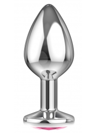 Большая серебристая анальная пробка Diamond Pink Sparkle Large с розовым кристаллом - 8 см. - Lola Games - купить с доставкой в Кисловодске
